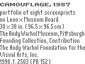 Camouflage, 1987 portfolio of eight screenprints on Lenox Museum Board 38 x 38 in. (96.5 x 96.5 cm.) each The Andy Warhol Museum, Pittsburgh Founding Collection, Contribution The Andy Warhol Foundation for the Visual Arts, Inc. 1998.1.2503 [PR 152]